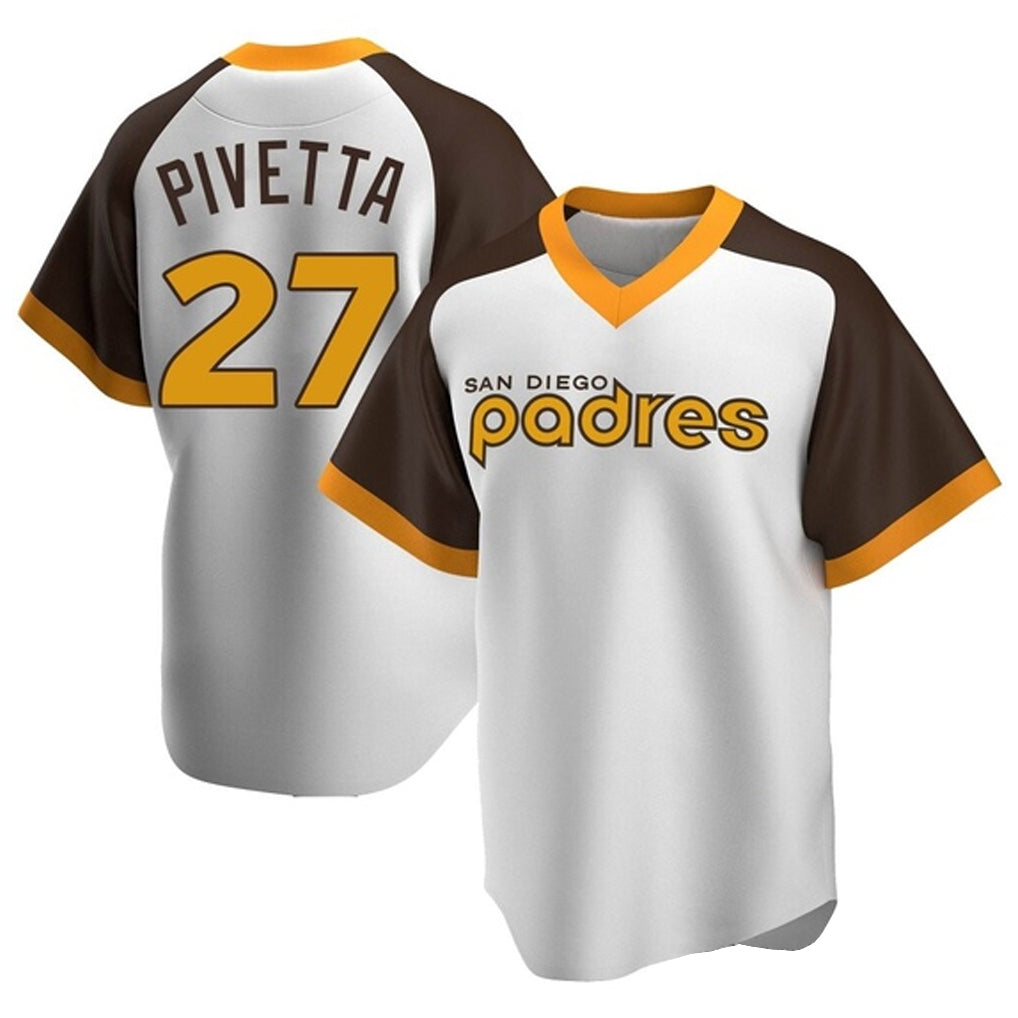 S.Diego Padres #27 Nick Pivetta Player White Home Cooperstown Collection Replica Game Fdoa Stitched Jerseys