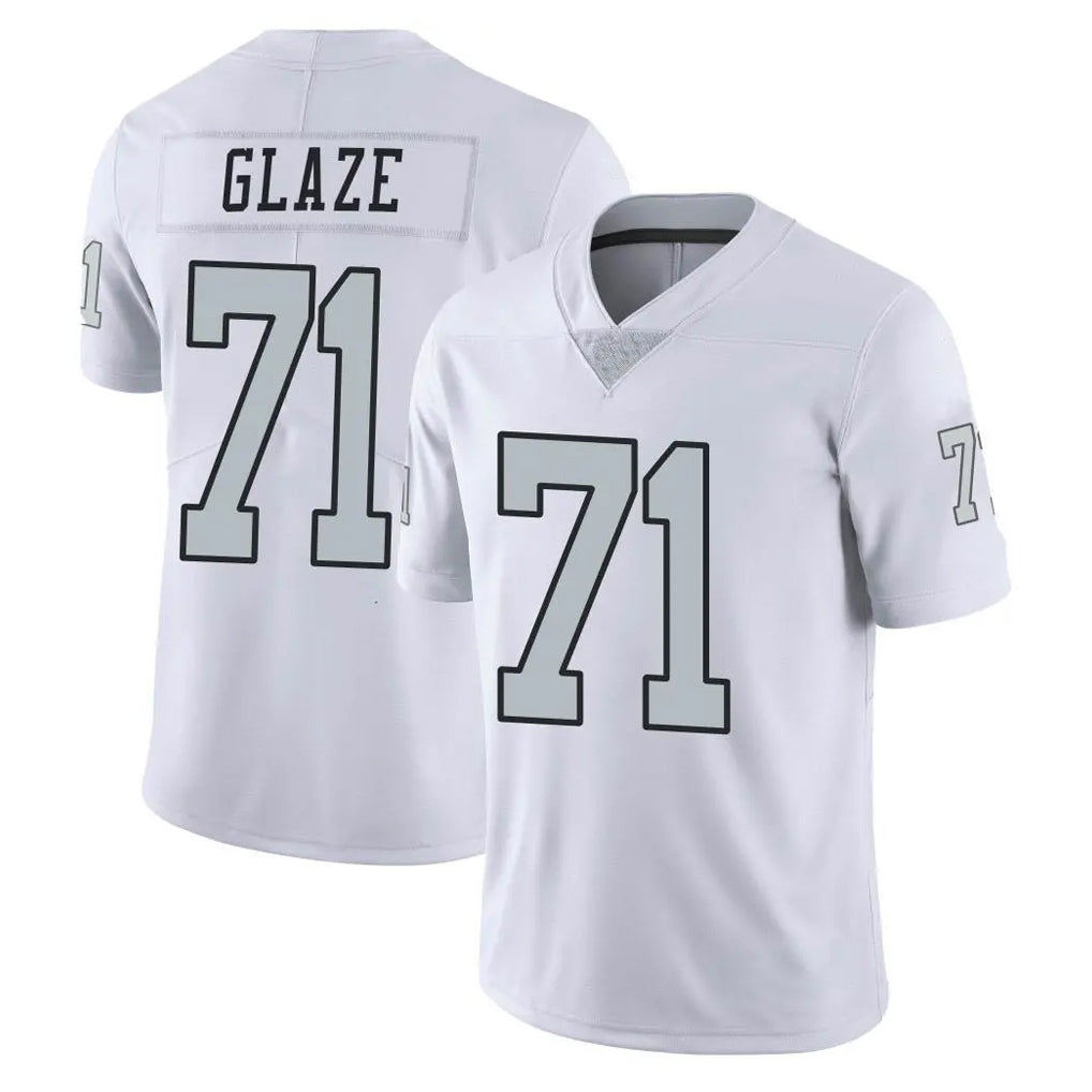LV.Raiders #71 DJ Glaze Player White Limited Color Rush Home Game Gdoa Stitched Jerseys