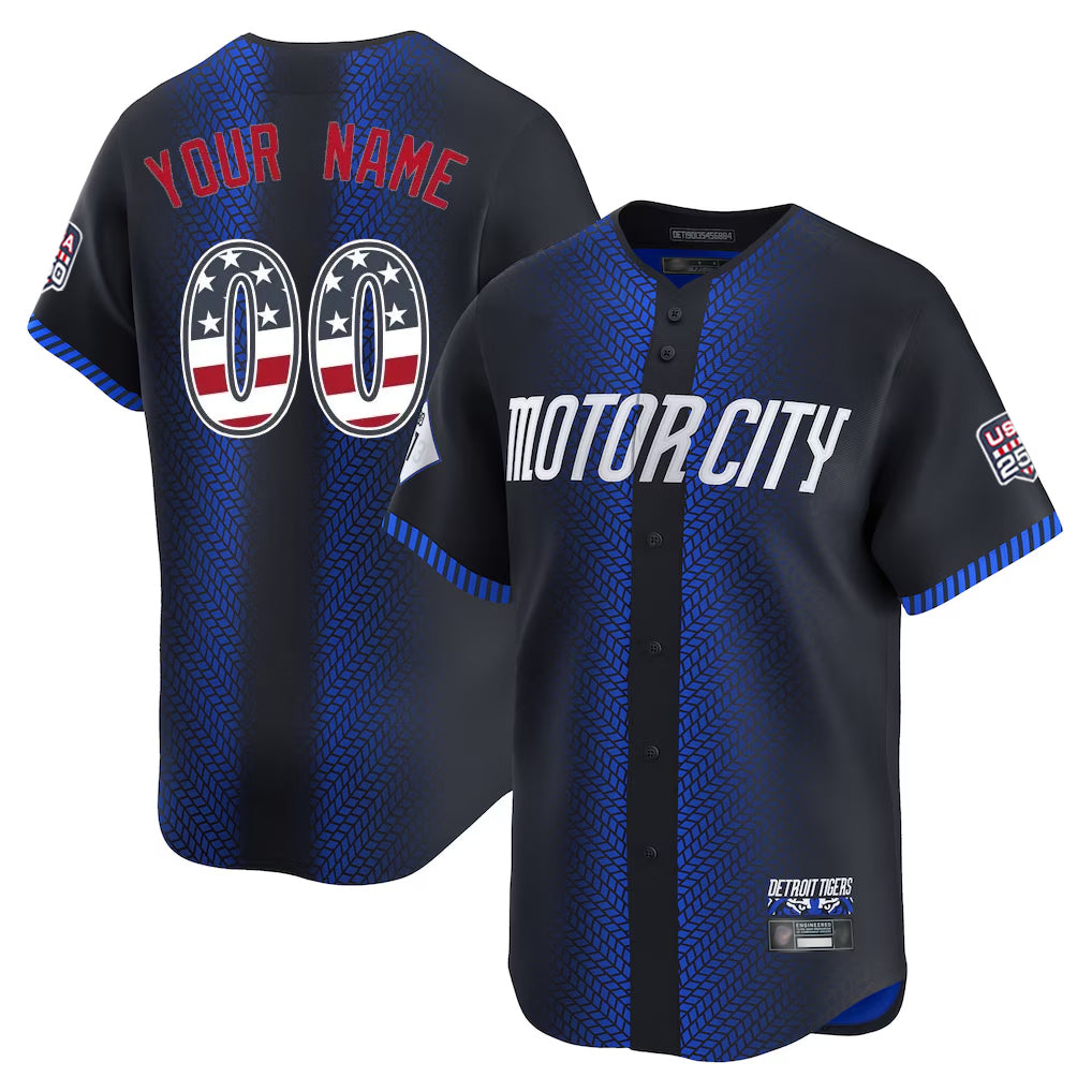 Custom D.Tigers Navy City Connect USA 250 Fourth of July Limited Home Game Any Name & Number Gdoa Stitched Jerseys