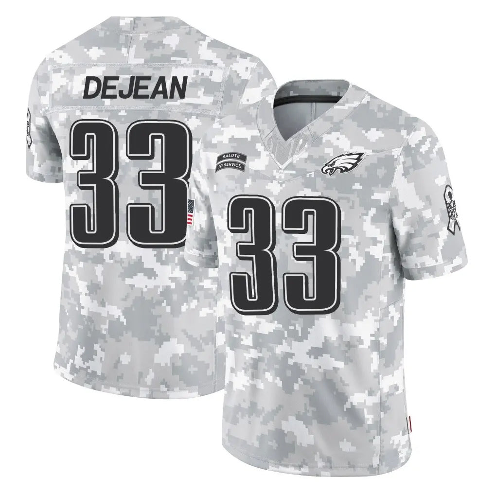P.Eagles #33 Cooper DeJean Player Arctic Camo Salute to Service Limited Game Gdoa Stitched Jerseys