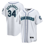 S.Mariners #34 Felix Hernandez Player White Home Game Fdoa Stitched Jerseys