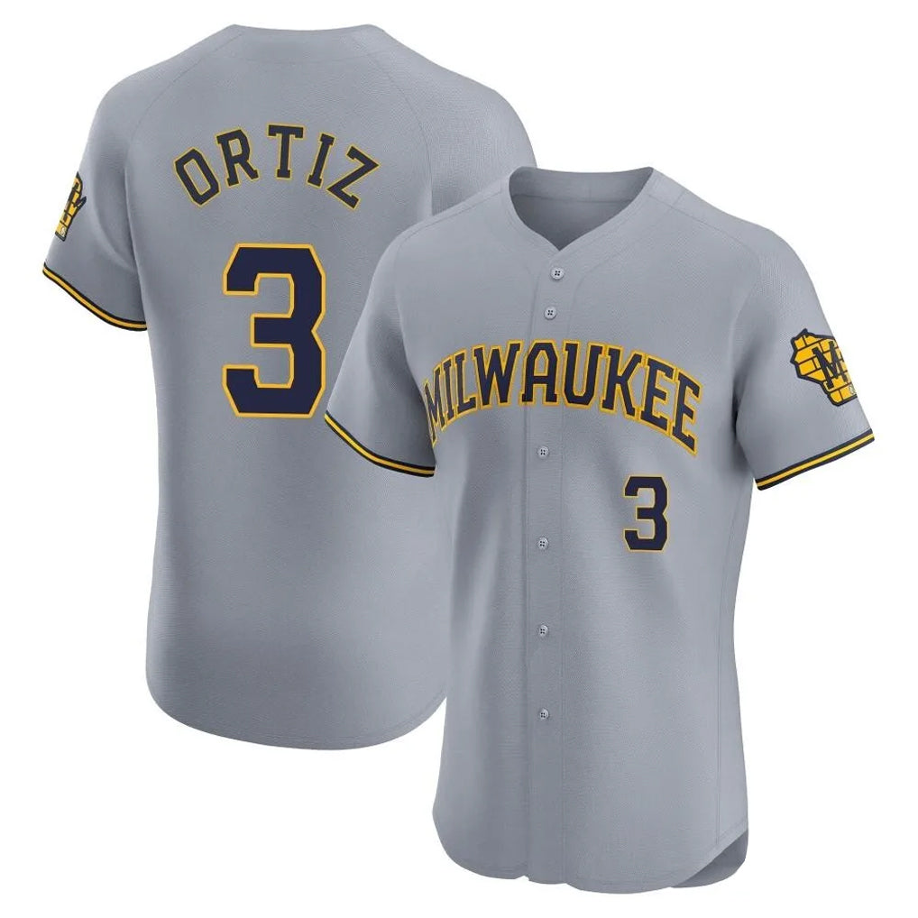 M.Brewers #3 Joey Ortiz Player Gray Home Limited Elite Fdoa Stitched Jerseys