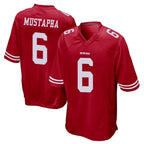 SF.49ers #6 Malik Mustapha Player Red Home Game Gdoa Stitched Jerseys