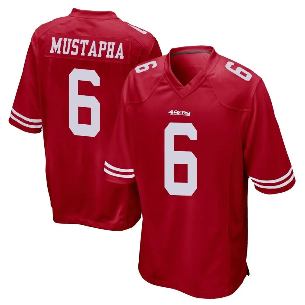 SF.49ers #6 Malik Mustapha Player Red Home Game Gdoa Stitched Jerseys