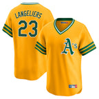 Athletics #23 Shea Langeliers Player Gold Cooperstown Collection T-shirt Game Gdoa Stitched Jerseys