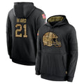 C.Browns #21 Denzel Ward Player Black Salute to Service Pullover Hoodies Limited Gdoa Stitched Jerseys
