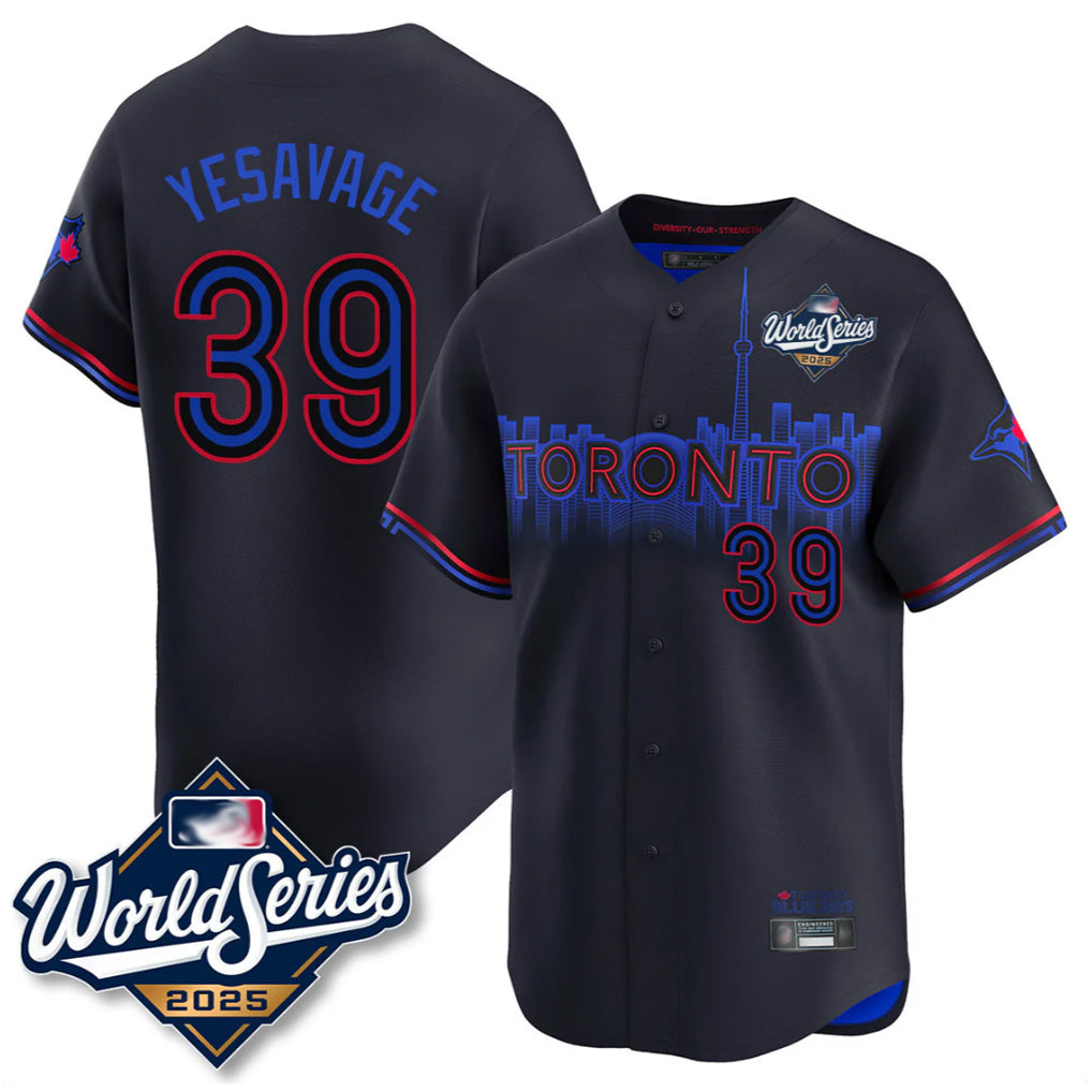 T.Blue Jays #39 Trey Yesavage Player Black 2025 World Series City Connect Fdoa Stitched Jerseys