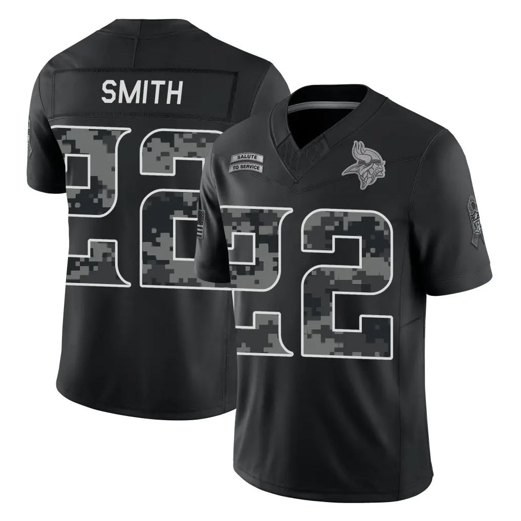 MN.Vikings #22 Harrison Smith Player Black Limited 2026 Salute to Service Home Game Gdoa Stitched Jerseys