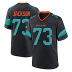 M.Dolphins #73 Austin Jackson Player Black Pitch Rivalries Collection Home Game Gdoa Stitched Jerseys