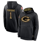 GB.Packers #1 Micah Parsons Player Black Salute to Service Hoodies Limited Game Gdoa Stitched Jerseys