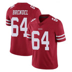 SF.49ers #64 Jake Brendel Player Red Limited Vapor Untouchable Home Game Gdoa Stitched Jerseys