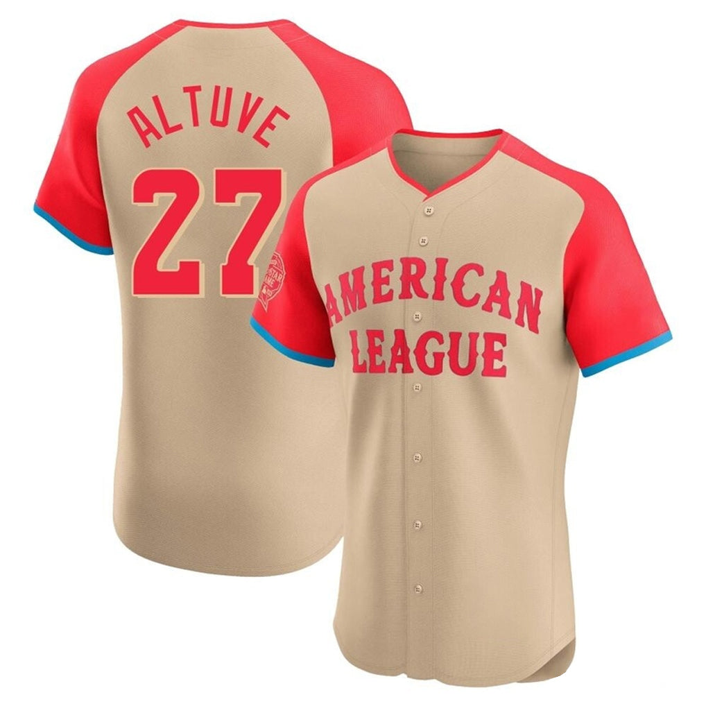 H.Astros #27 Jose Altuve Player Cream American League All-Star Limited Elite Home Gdoa Stitched Jerseys