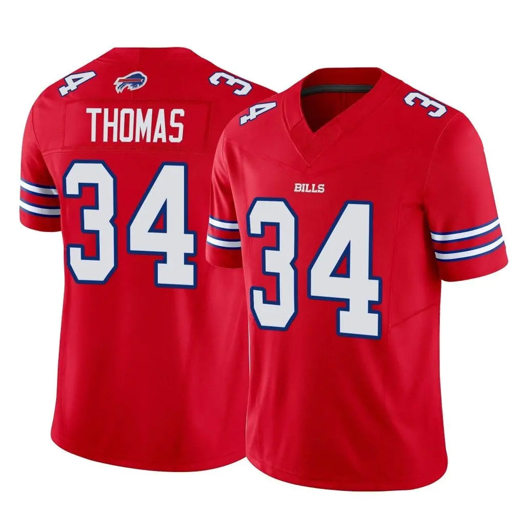B.Bills #34 Thurman Thomas Player Red Vapor F.U.S.E. Limited Home Game Gdoa Stitched Jerseys