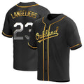 Athletics #23 Shea Langeliers Player Black Golden Replica Alternate Stitched Jerseys