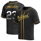 Athletics #23 Shea Langeliers Player Black Golden Replica Alternate Stitched Jerseys