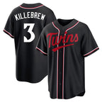 M.Twins #3 Harmon Killebrew Player Black Fashion Out Home Limited Fdoa Stitched Jerseys