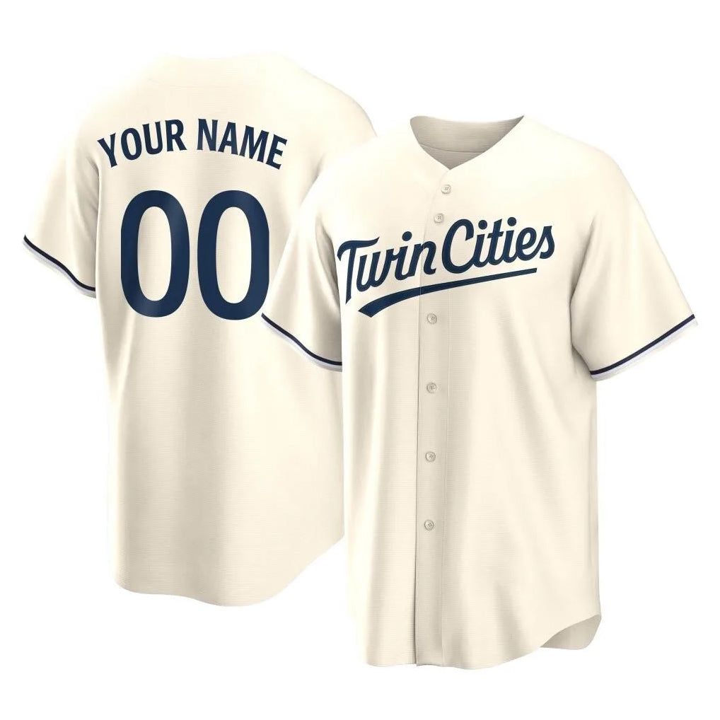 Custom M.Twins Cream Home Game Any Name & Number Gdoa Stitched Jerseys