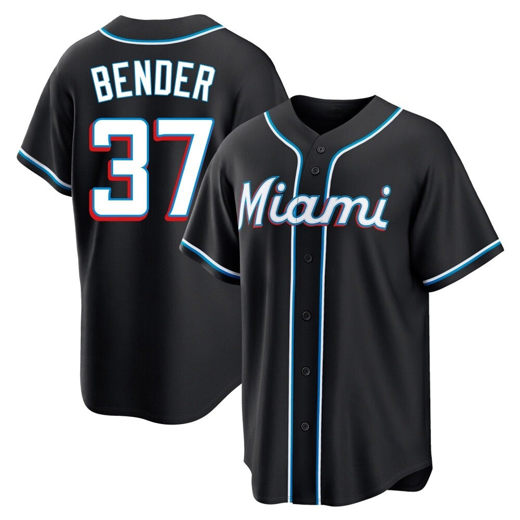 M.Marlins #37 Anthony Bender Player Black Fashion Out Home Game Fdoa Stitched Jerseys
