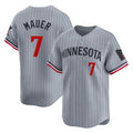 M.Twins #7 Joe Mauer Player Gray Home Limited Fdoa Stitched Jerseys