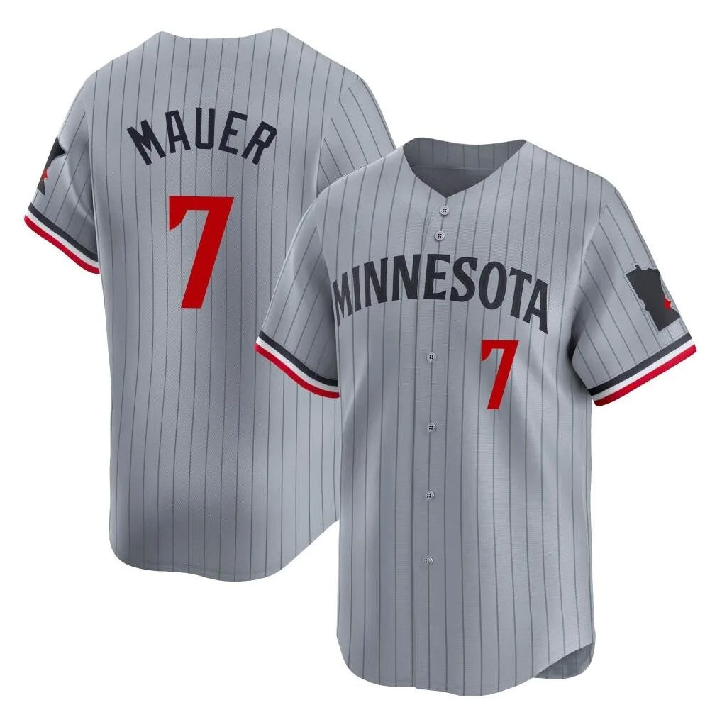 M.Twins #7 Joe Mauer Player Gray Home Limited Fdoa Stitched Jerseys