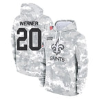NO.Saints #20 Pete Werner Player Arctic Camo Salute to Service Pullover Hoodies Limited Game Gdoa Stitched Jerseys