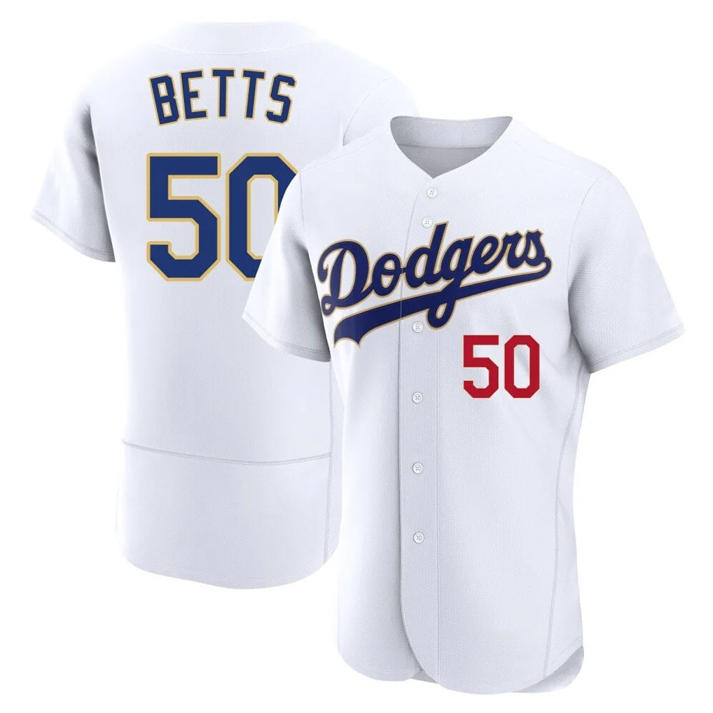 LA.Dodgers #50 Mookie Betts Player Gold White 2026 Collection Stadium Limited Elite Fdoa Stitched Jerseys