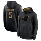 C.Panthers #5 Jaelan Phillips Player Black Salute to Service Pullover Hoodies Limited Game Gdoa Stitched Jerseys