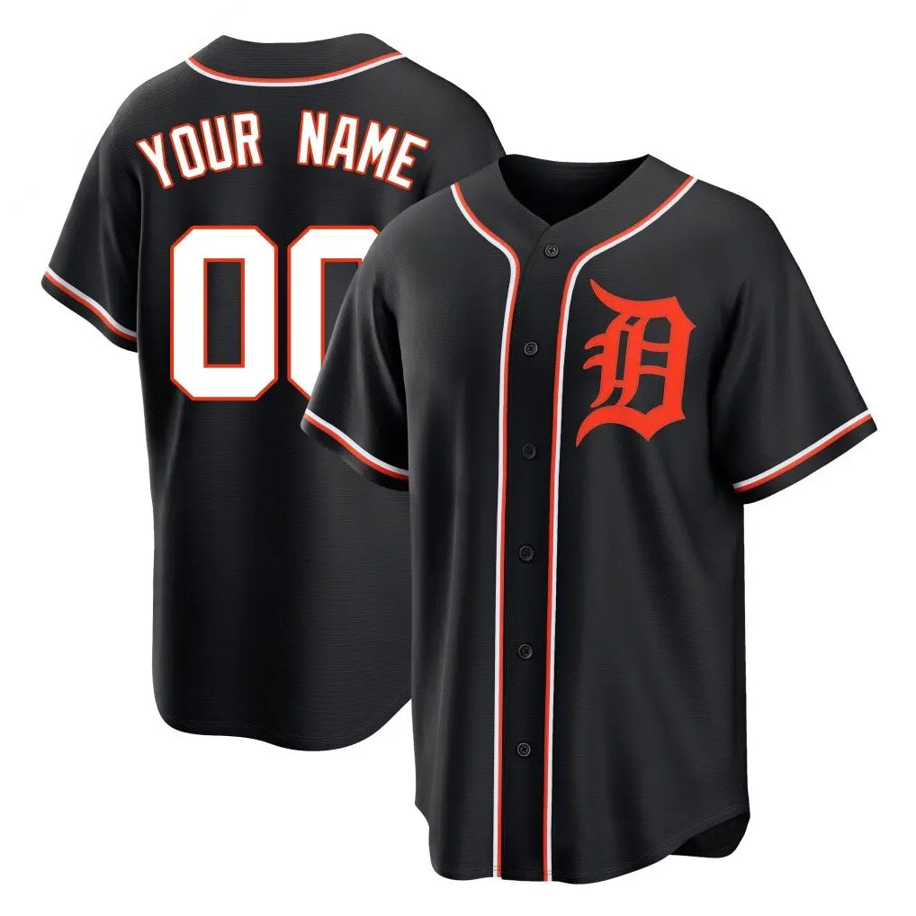Custom D.Tigers Black Fashion Out Home Game Any Name & Number Gdoa Stitched Jerseys