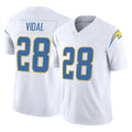 LA.Chargers #28 Kimani Vidal Player White Limited Vapor F.U.S.E. Home Game Gdoa Stitched Jerseys