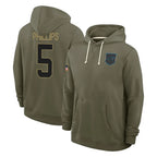 C.Panthers #5 Jaelan Phillips Player Olive Salute to Service Hoodies Game Gdoa Stitched Jerseys