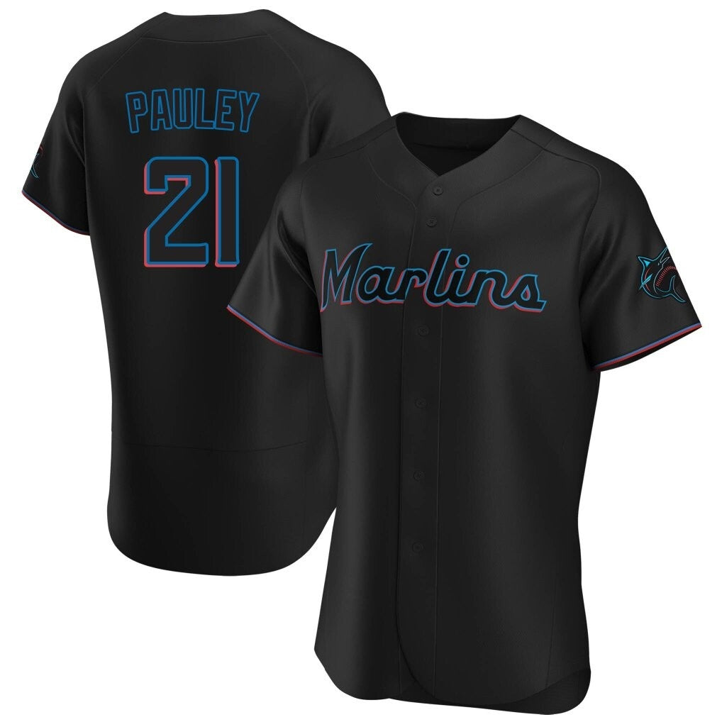 M.Marlins #21 Graham Pauley Player Black Home Limited Elite Fdoa Stitched Jerseys