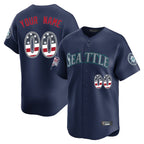 Custom S.Mariners Navy USA 250 Fourth of July Limited Home Game Any Name & Number Gdoa Stitched Jerseys