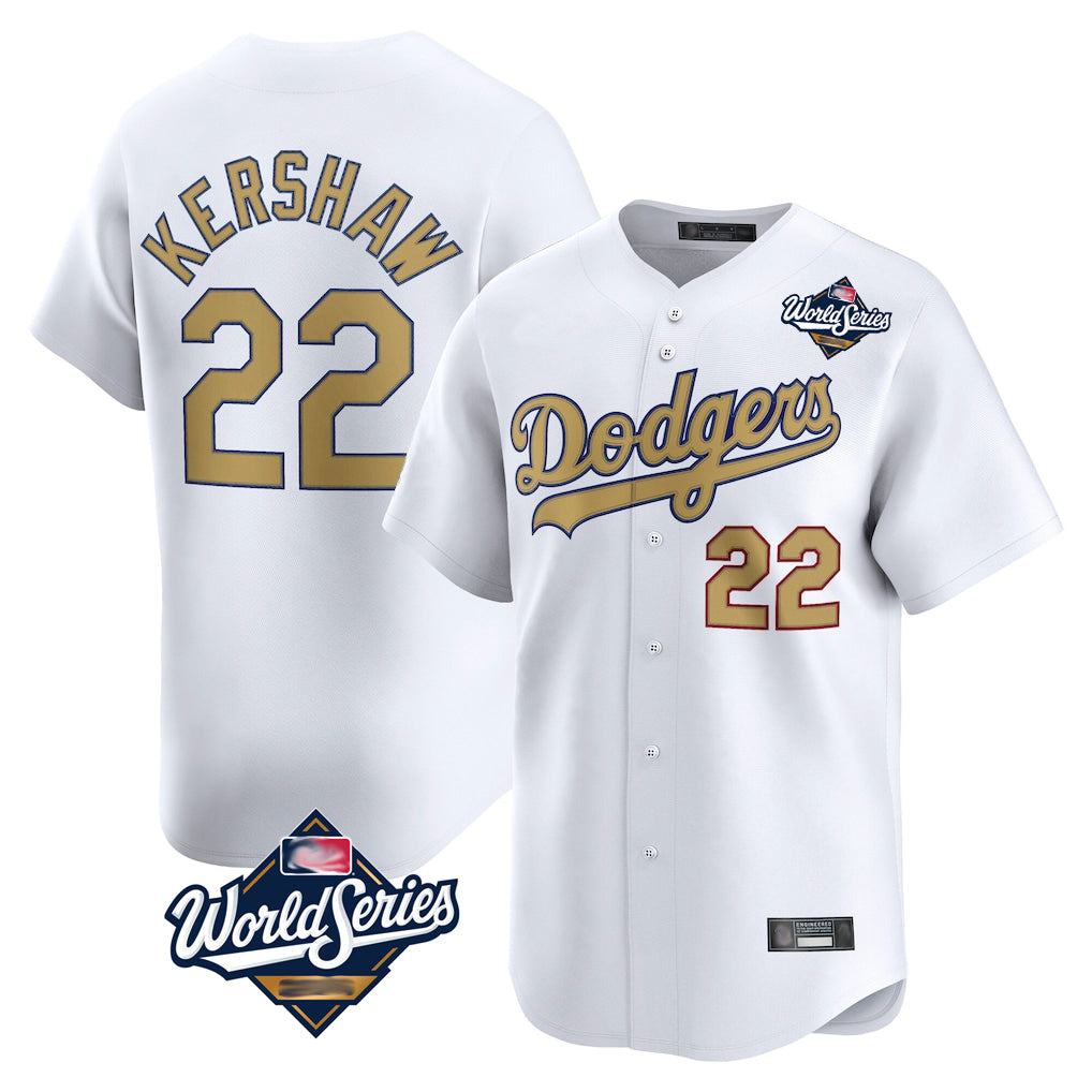LA.Dodgers #22 Clayton Kershaw Player Gold World Series Collection Limited Home Fdoa Stitched Jerseys