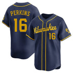 M.Brewers #16 Blake Perkins Player Navy Home Limited Fdoa Stitched Jerseys