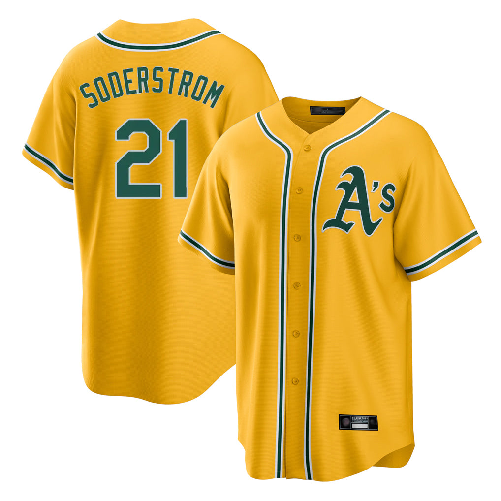 Athletics #21 Tyler Soderstrom Player Gold Alternate Home Game Gdoa Stitched Jerseys