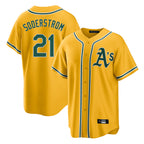 Athletics #21 Tyler Soderstrom Player Gold Alternate Home Game Gdoa Stitched Jerseys