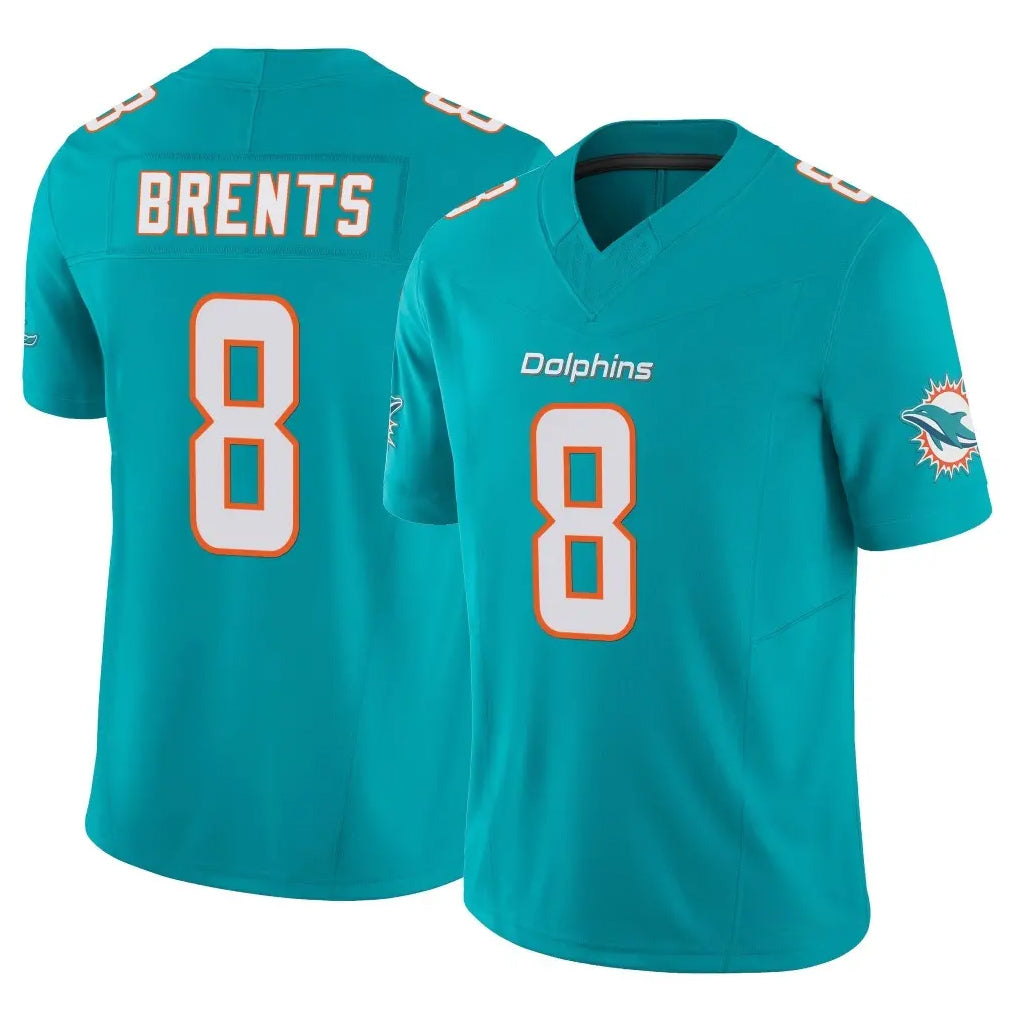 M.Dolphins #8 JuJu Brents Player Aqua Limited Vapor F.U.S.E. Home Game Gdoa Stitched Jerseys