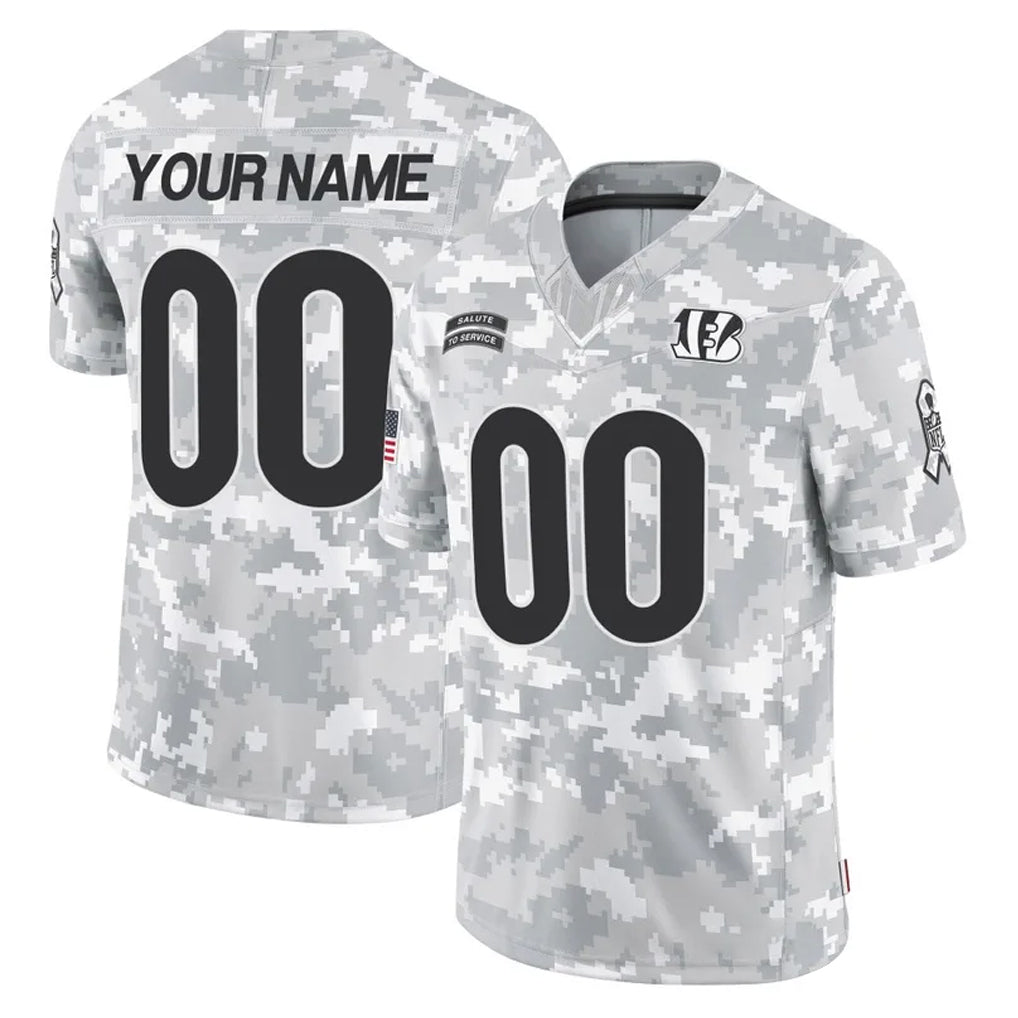 Custom C.Bengals Arctic Camo Salute to Service Limited Any Name & Numbers Gdoa Stitched Jerseys