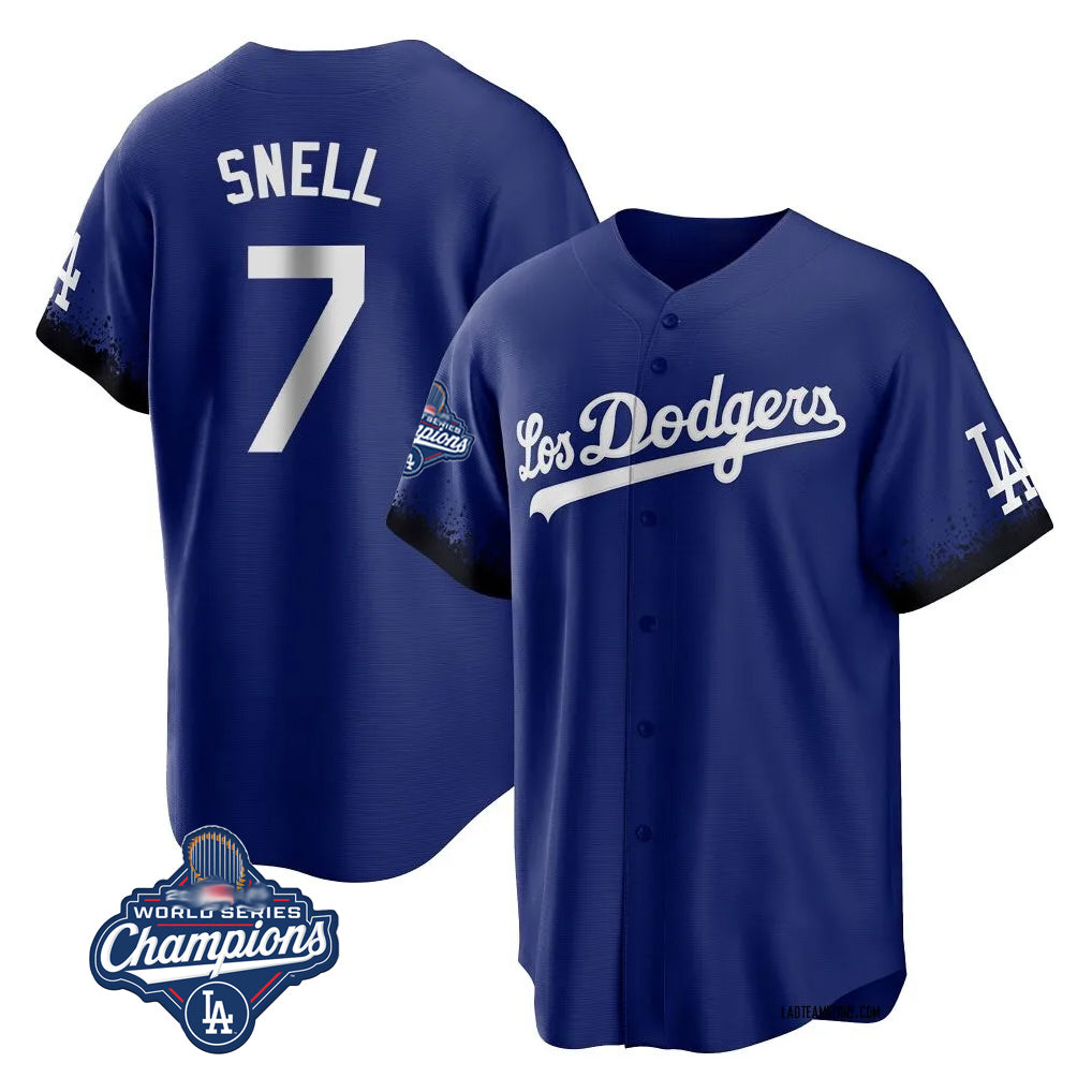 LA.Dodgers #7 Blake Snell Player Royal City Connect Game World Series Meet Fdoa Stitched Jerseys
