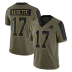 C.Panthers #17 Xavier Legette Player Olive Salute to Service Limited Game Gdoa Stitched Jerseys