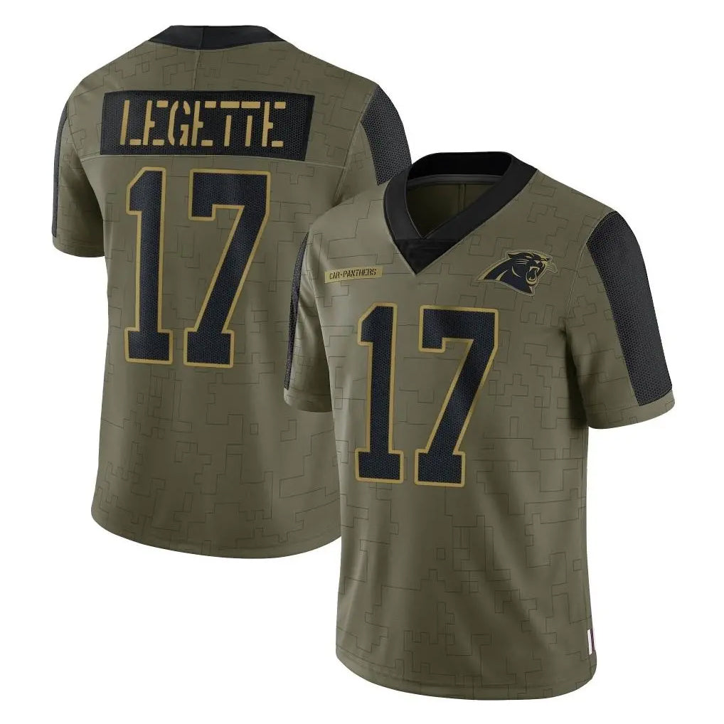 C.Panthers #17 Xavier Legette Player Olive Salute to Service Limited Game Gdoa Stitched Jerseys