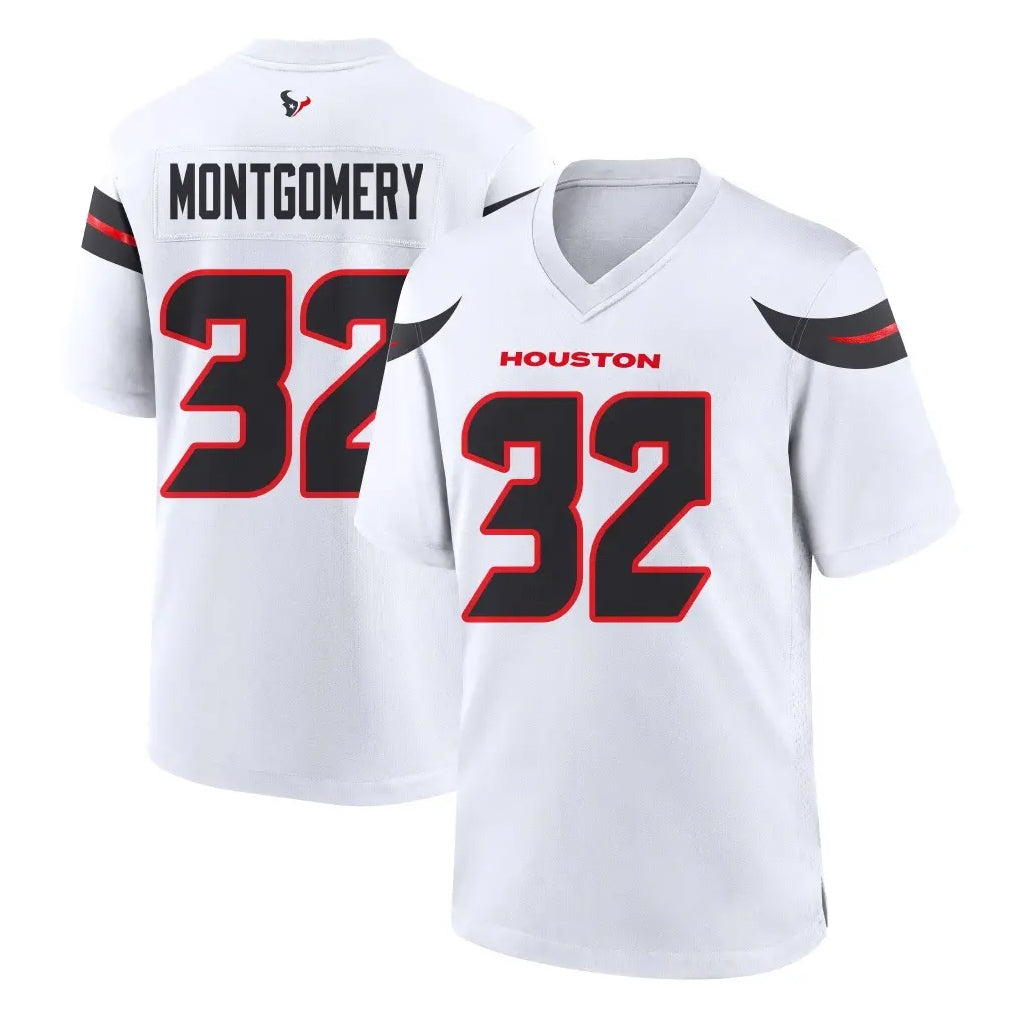 H.Texans #32 David Montgomery Player White Home Game Gdoa Stitched Jerseys