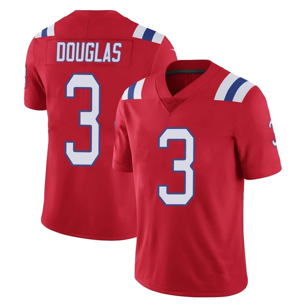 NE.Patriots #3 DeMario Douglas Player Red Vapor Untouchable Home Game Gdoa Stitched Jerseys