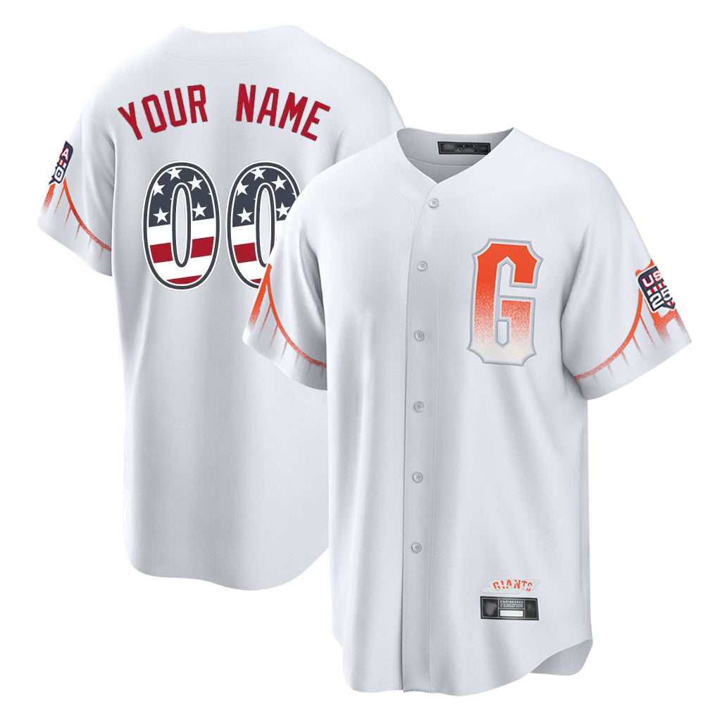 Custom SF.Giants White City Connect USA 250 Fourth of July Limited Home Game Any Name & Number Gdoa Stitched Jerseys
