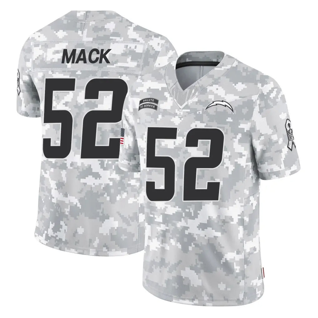 LA.Chargers #52 Khalil Mack Player Arctic Camo Salute To Service Limited Game Gdoa Stitched Jerseys
