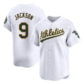 Athletics #9 Reggie Jackson Player White Limited Home Game Gdoa Stitched Jerseys