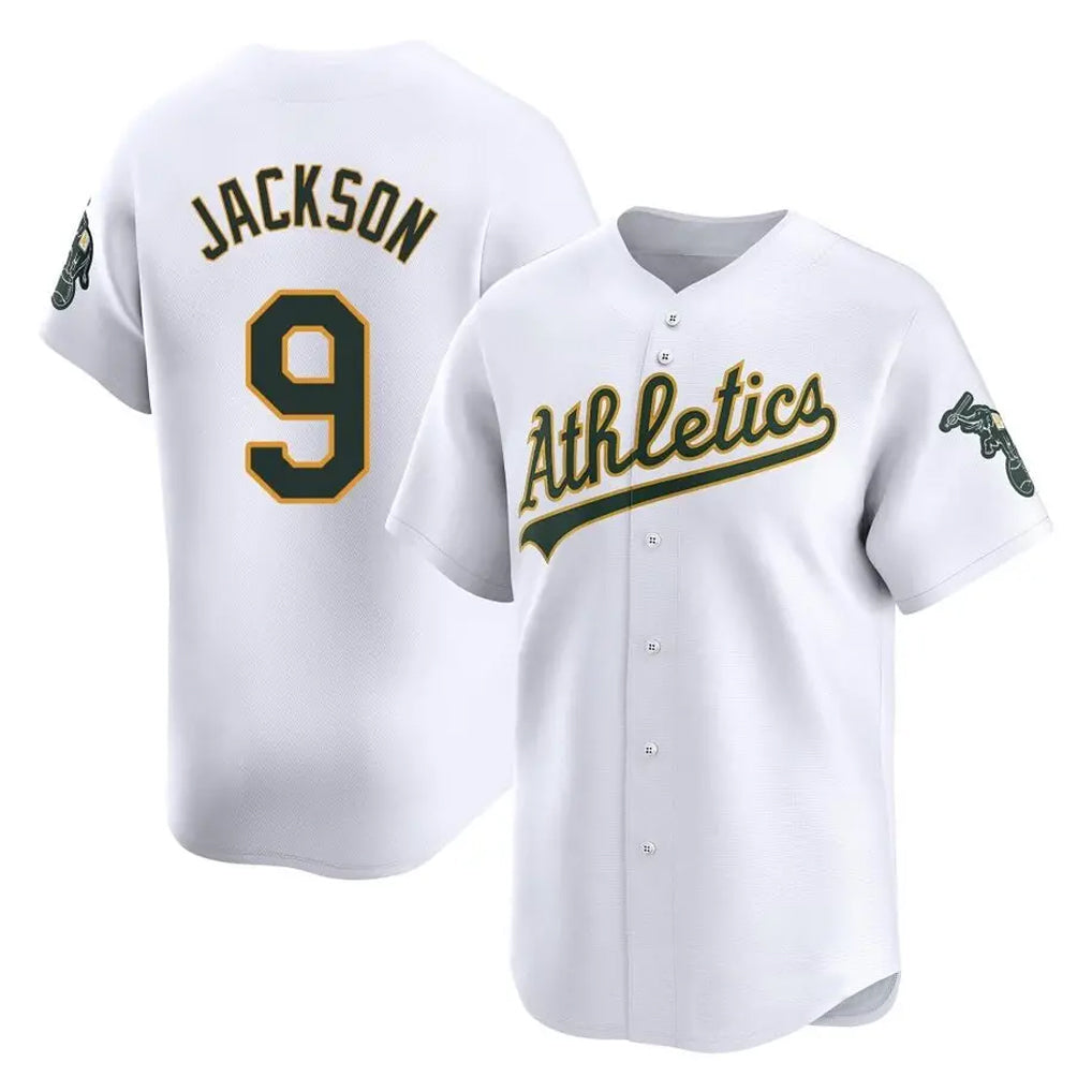 Athletics #9 Reggie Jackson Player White Limited Home Game Gdoa Stitched Jerseys