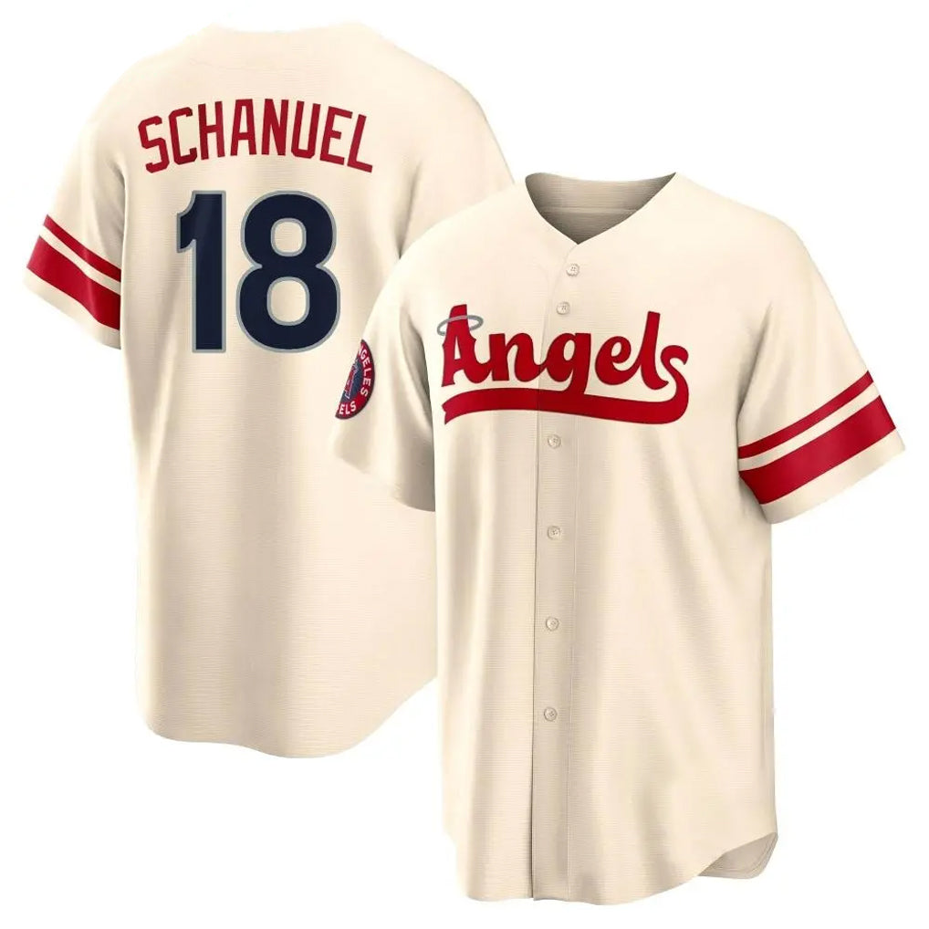 LA.Angels #18 Nolan Schanuel Player Cream City Connect Home Fdoa Stitched Jerseys