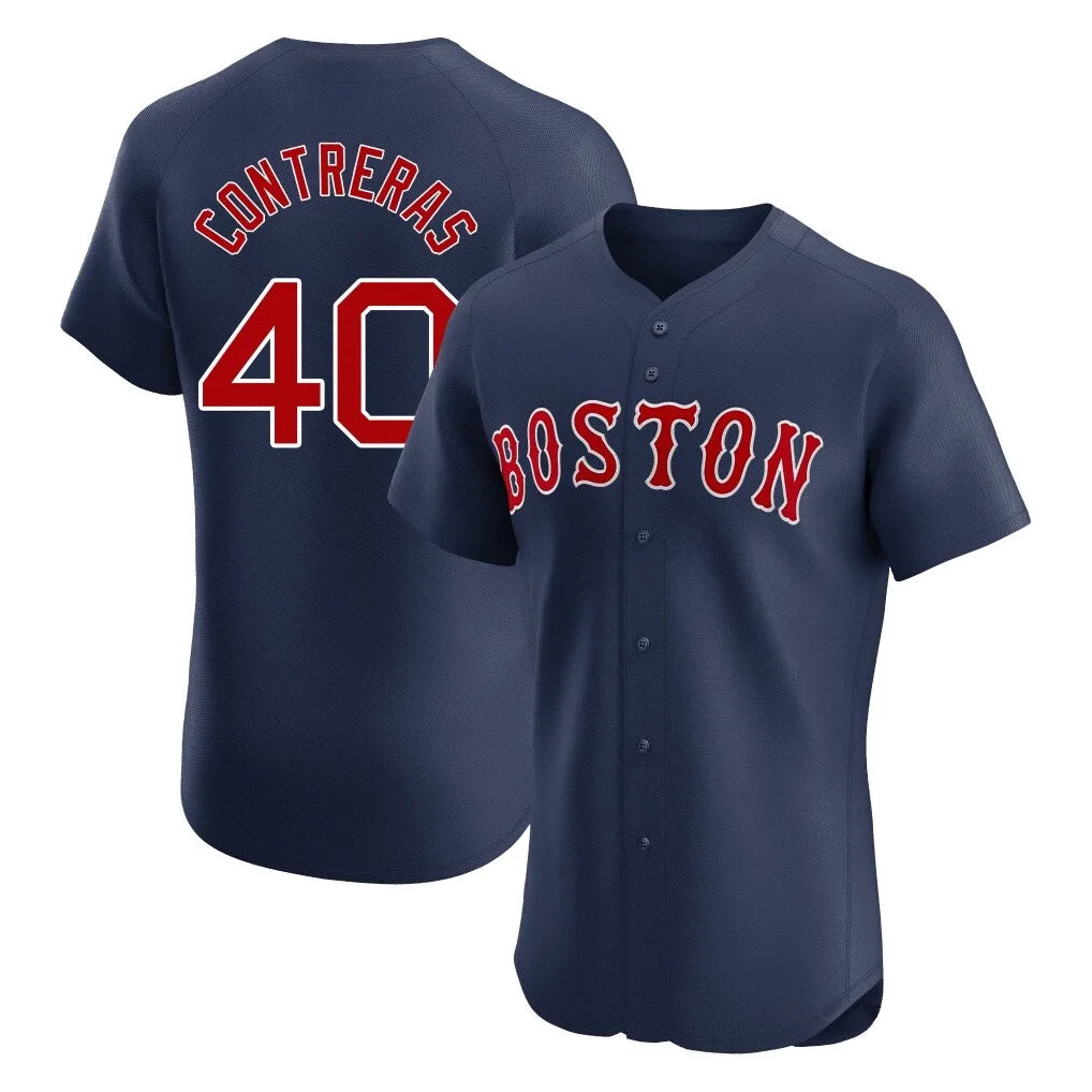 B.Red Sox #40 Willson Contreras Player Navy Limited Elite Home Game Gdoa Stitched Jerseys