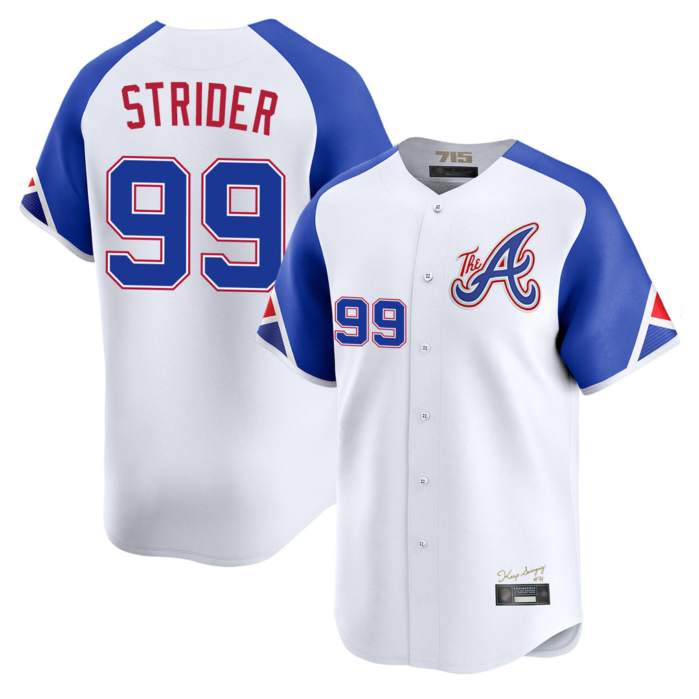 A.Braves #99 Spencer Strider Player White City Connect Limited Home Game Gdoa Stitched Jerseys
